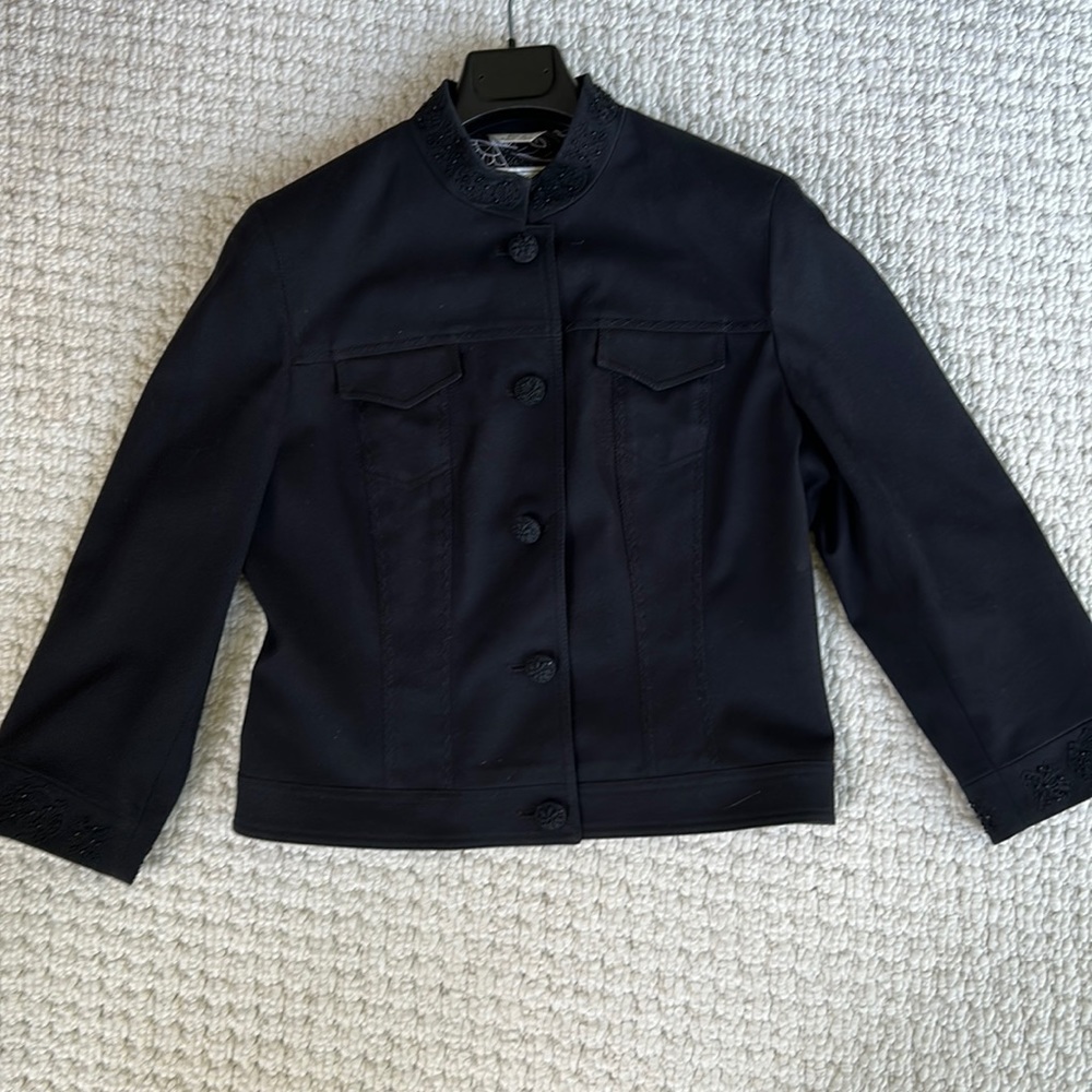 Talbots Dressy jacket with beaded embroidery on neck and sleeves.
